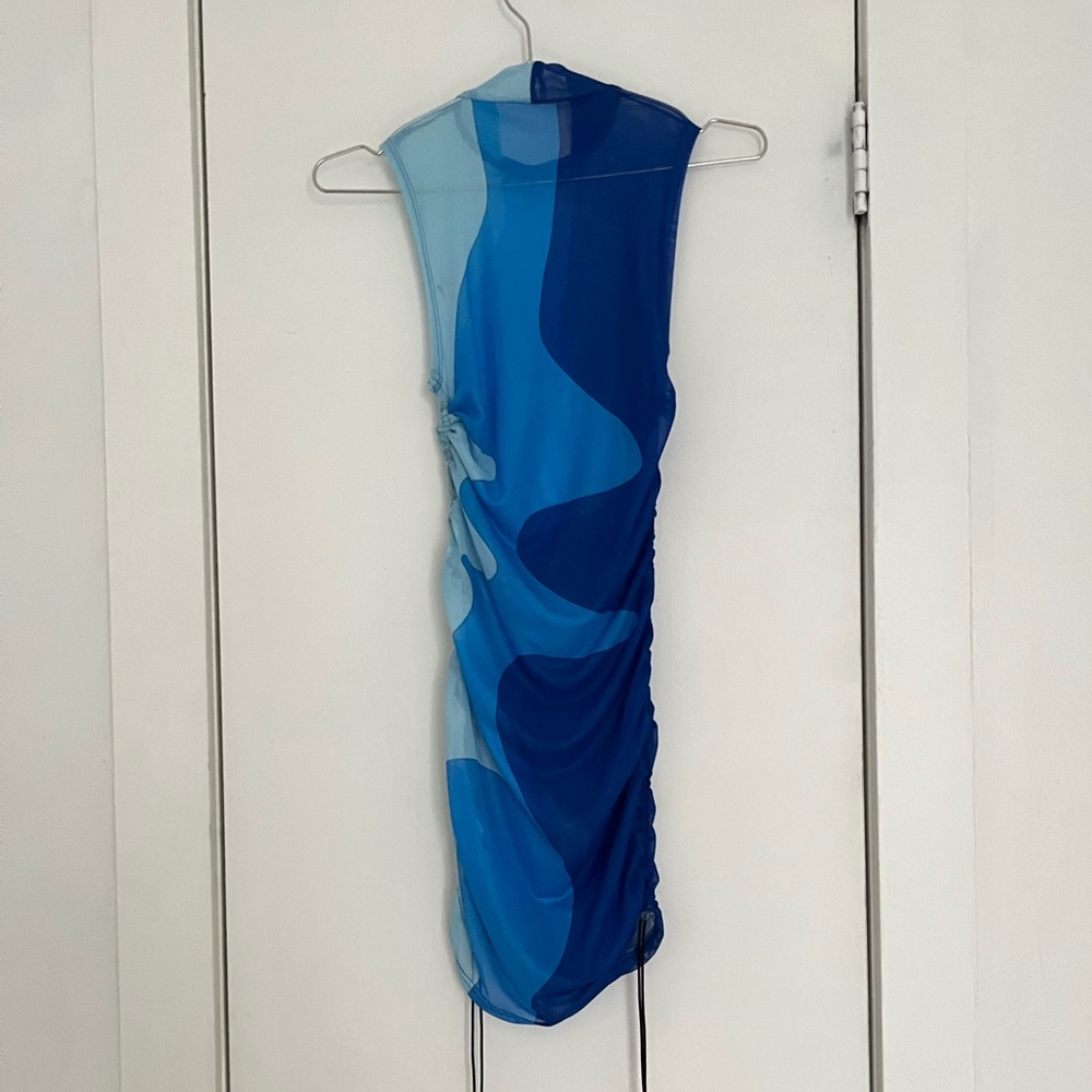 Mesh Ruched Drawstring Mini Dress - Picture 3 of 3